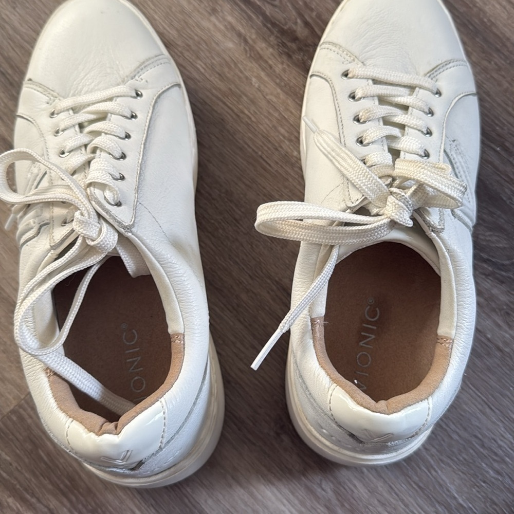 Vionic Kearny Lace Up Platform Sneaker 8.5 White Platform Leather Athletic Shoes - Picture 7 of 9